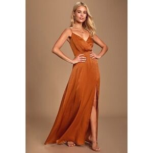 Constantine Rust Orange Satin Maxi Dress